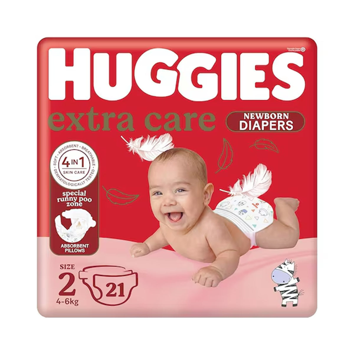 Huggies Extra Care Newborn ( Size 2 , 4-6 kg ) 21 Diapers